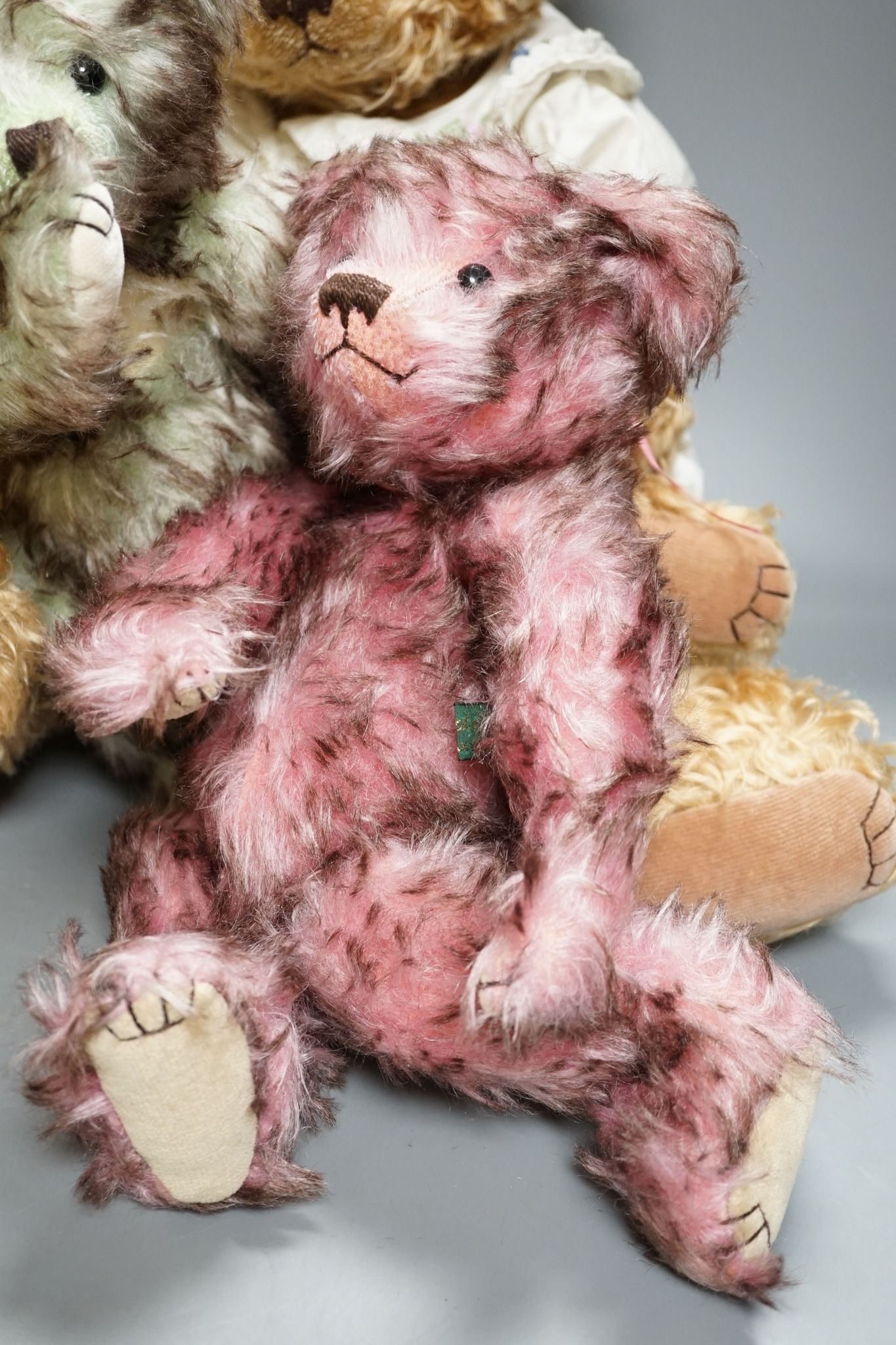 Five Pam Howells bears and one Clement bear